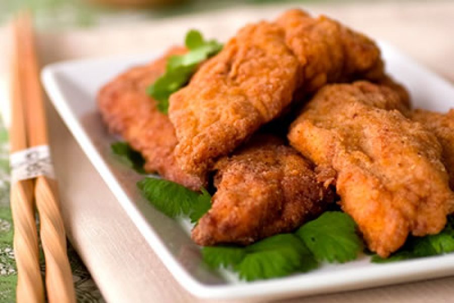 Spicy Catfish Strips with Thai Peanut Dipping Sauce