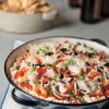 baked catfish dip in blue pan