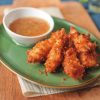coconut crusted catfish strips with sauce