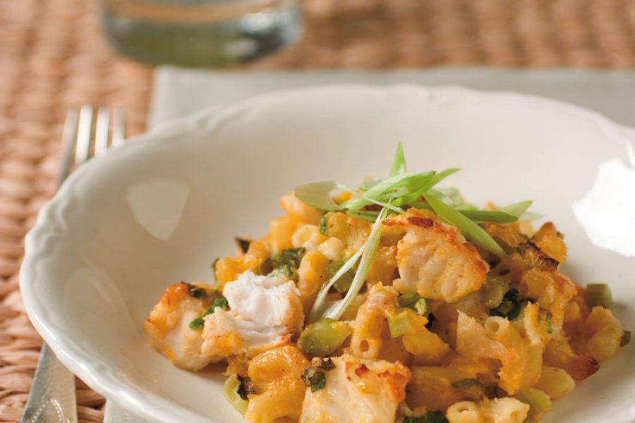 Spring Onion and Cheddar Catfish Casserole