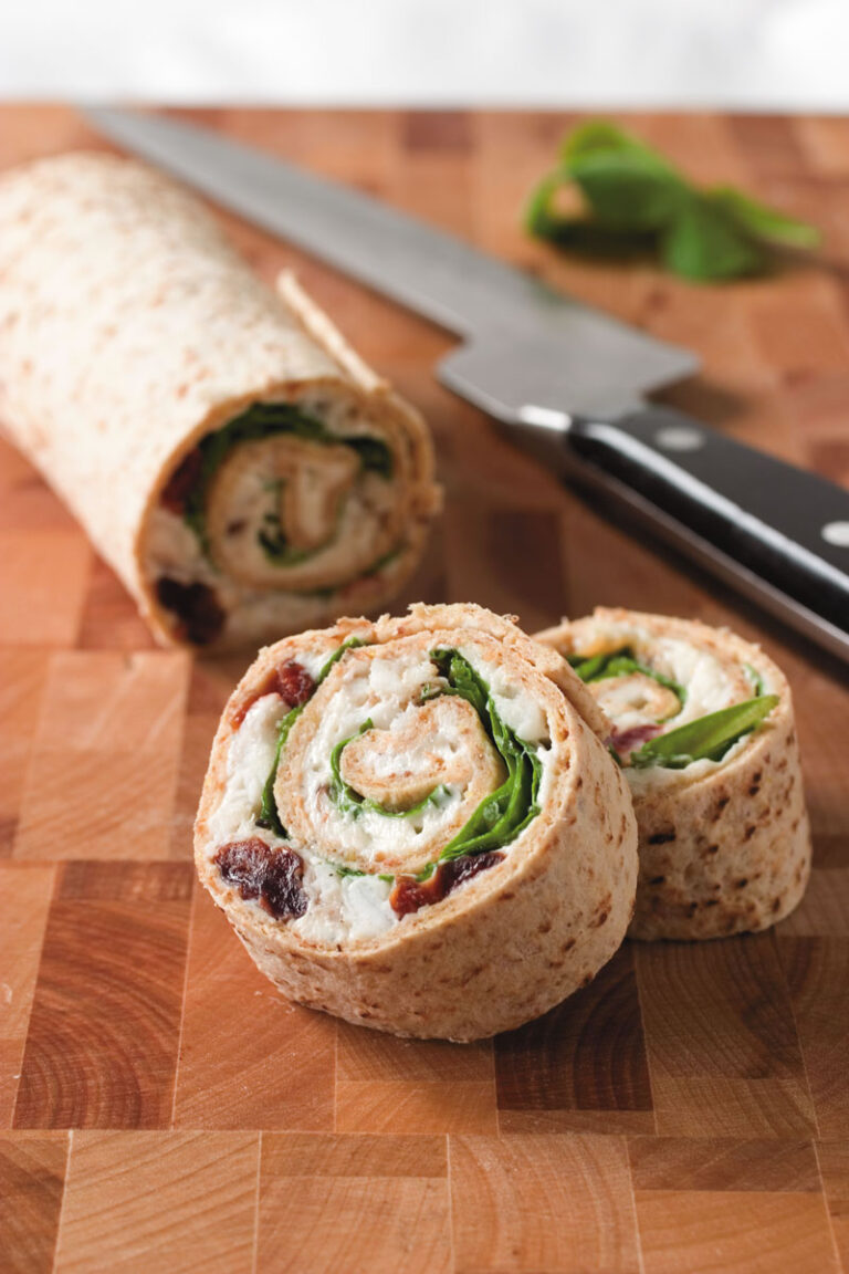 catfish pinwheels in wheat wraps