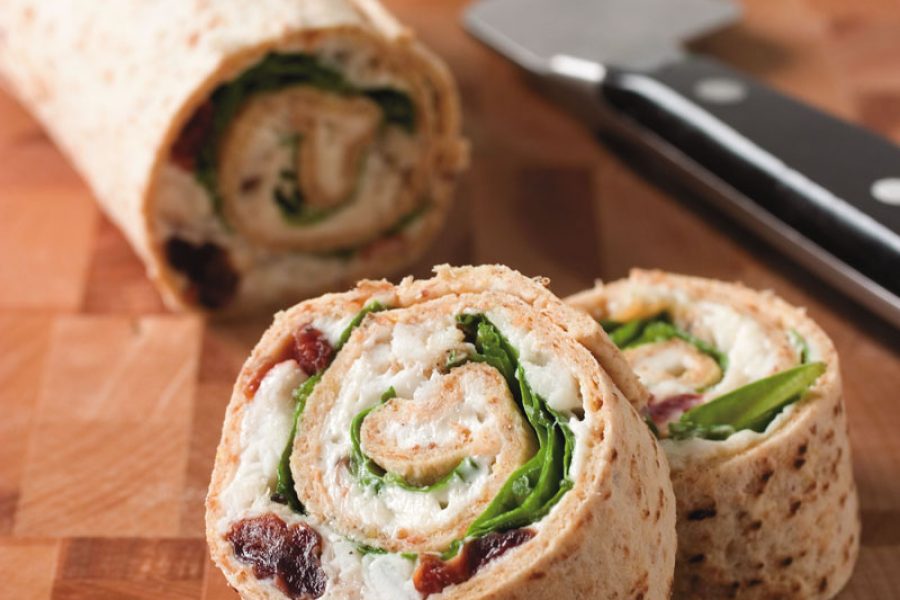 Catfish Pinwheels with Blue Cheese, Dried Cherries and Arugula