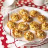 catfish stuffed mini filo cups on polka dot placemat