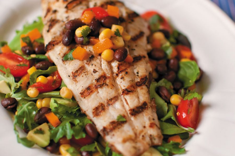 Caribbean Jerk Catfish with Black Bean Salad