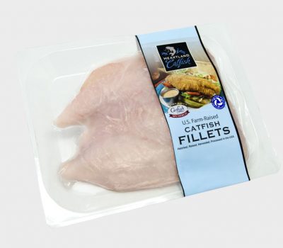 Fresh catfish fillets in vacuum sealed packaging