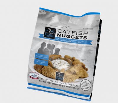 Frozen catfish nuggets product bag