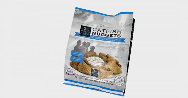 Frozen catfish nuggets product bag