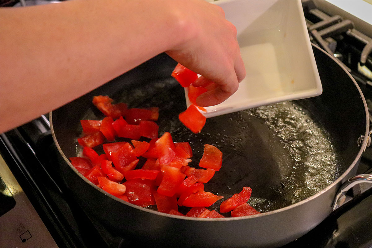 sautee red bell peppers on stove