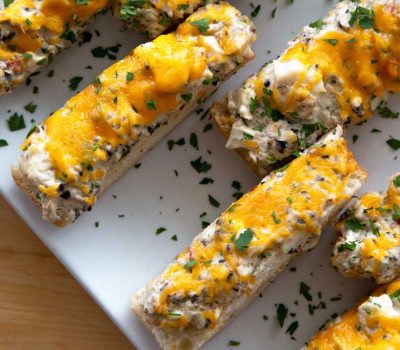 Baked catfish bread with melted cheese