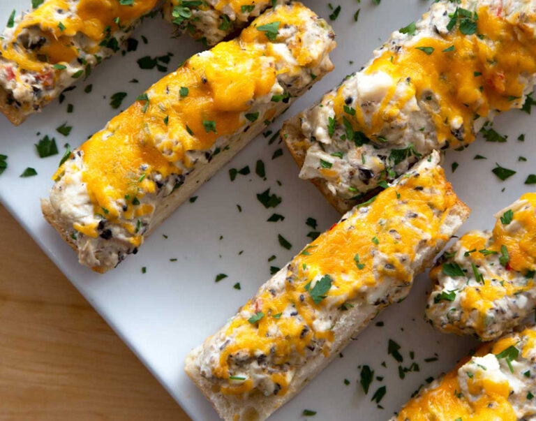 Baked catfish bread with melted cheese