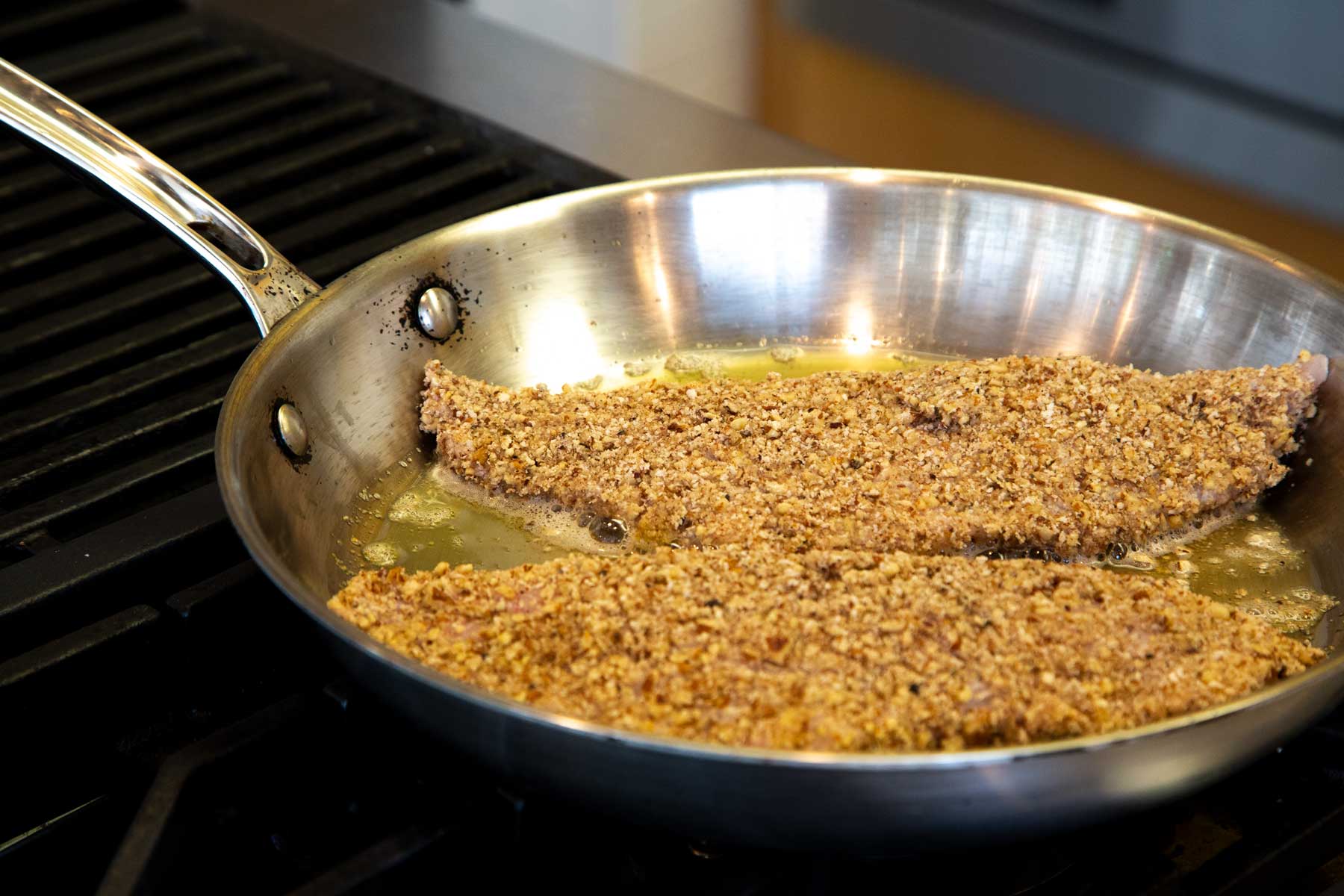 Pan Frying Catfish with pecan crust