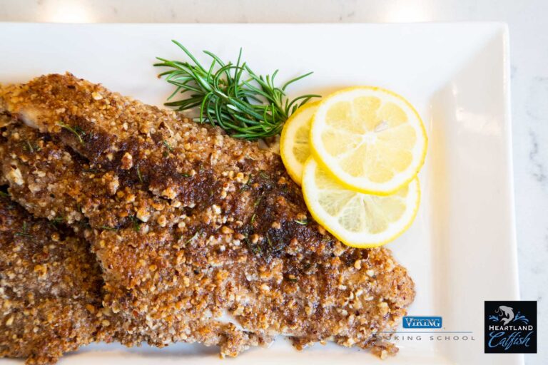 finished Pecan Crusted Catfish recipe on plate