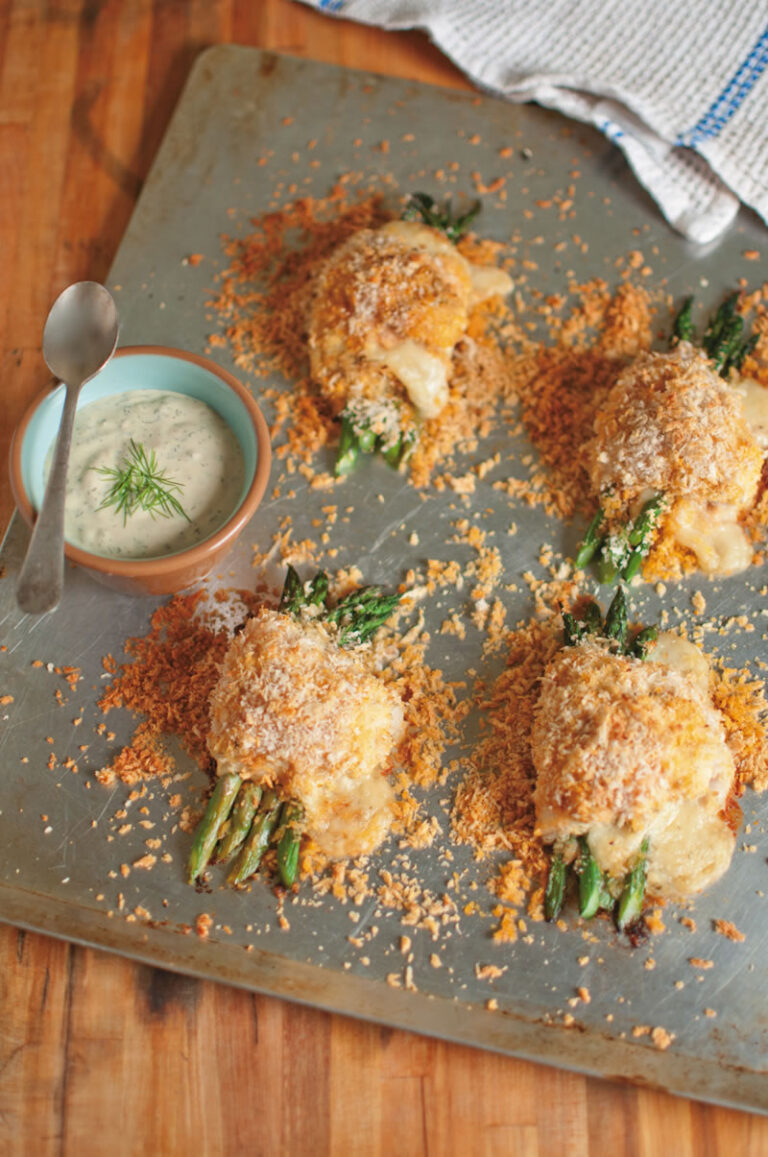 Asparagus Wrapped in catfish with sauce