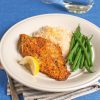 Baked Italian Catfish with rice and green beans