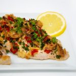 closeup of roasted catfish fillet recipe