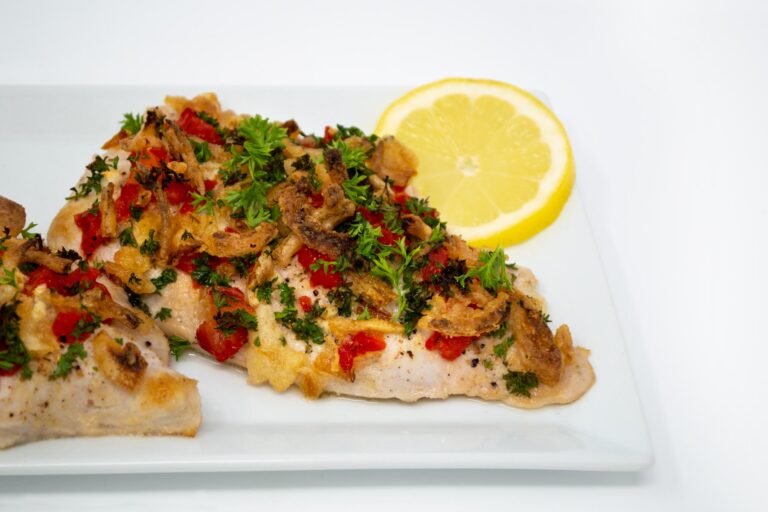 closeup of roasted catfish fillet recipe