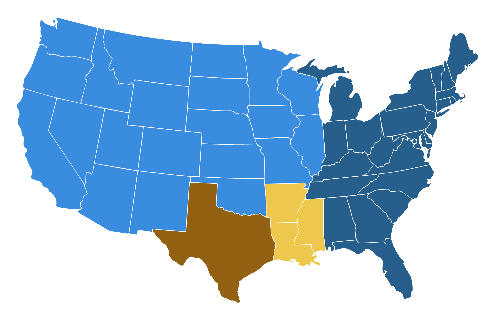 map of United States divided by regional sales team