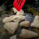 Catfish Nuggets cooking on stovetop