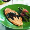 Balsamic Glazed Catfish on green plate