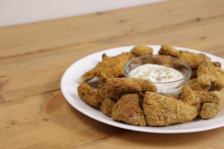 breaded Catfish Nuggets with sauce