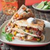 Catfish Quesadillas filled with pico de gallo and corn