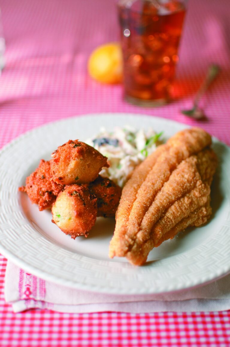 Fried catfish and hushpuppies