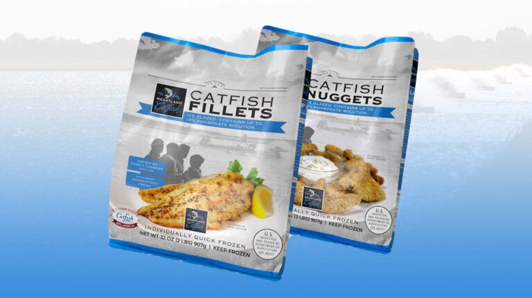 Custom retail packaging options for Heartland Catfish products service settings