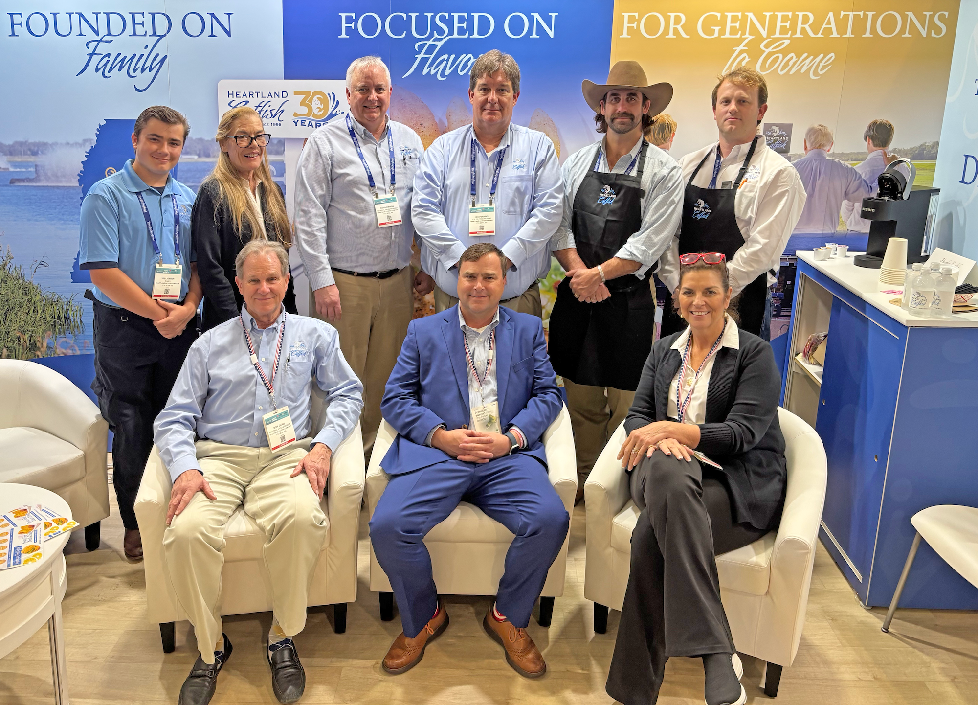 Heartland Catfish Team celebrating 30th anniversary by attending SENA show.