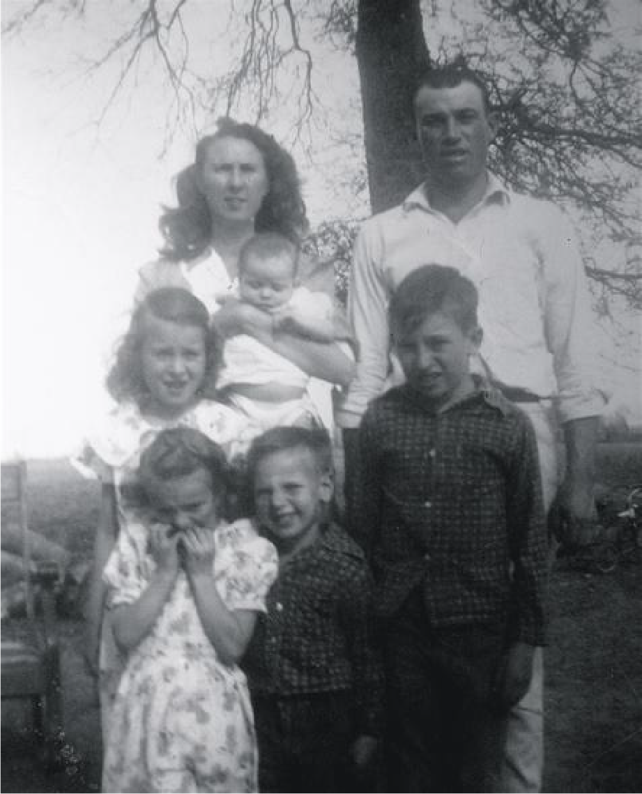A vintage black-and-white family portrait.